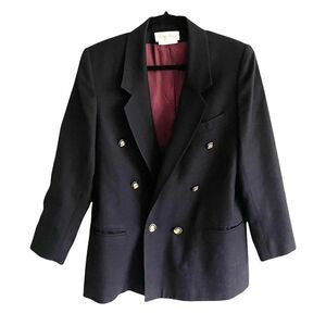IRVING SAMUEL Vintage Wool Double Breasted Blazer Jacket Navy Blue 12